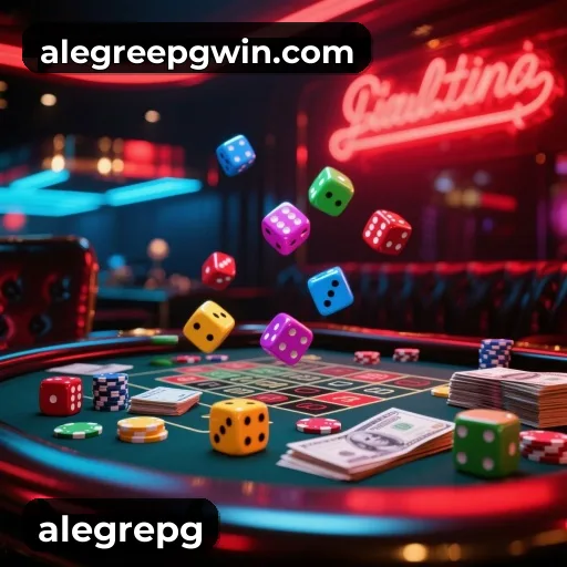 App alegrepg para iOS e Android — interface mobile, login biométrico e PIX integrado